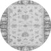 Round Machine Washable Oriental Gray Modern Rug, wshabs3938gry