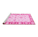 Sideview of Machine Washable Oriental Pink Modern Rug, wshabs3938pnk