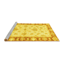 Sideview of Machine Washable Oriental Yellow Modern Rug, wshabs3938yw