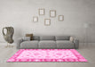 Machine Washable Oriental Pink Modern Rug in a Living Room, wshabs3938pnk