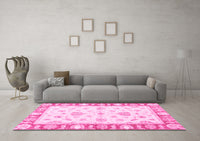 Machine Washable Oriental Pink Modern Rug, wshabs3938pnk