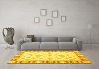 Machine Washable Oriental Yellow Modern Rug, wshabs3938yw