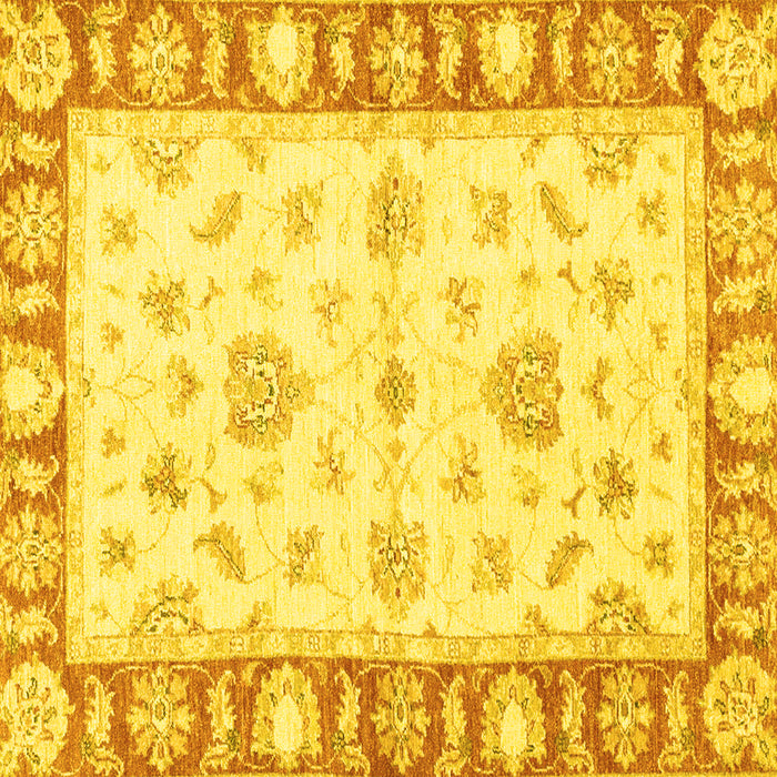 Square Machine Washable Oriental Yellow Modern Rug, wshabs3938yw