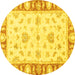 Round Oriental Yellow Modern Rug, abs3938yw