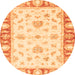 Round Machine Washable Oriental Orange Modern Area Rugs, wshabs3938org