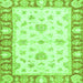 Square Machine Washable Oriental Green Modern Area Rugs, wshabs3938grn