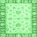 Square Machine Washable Oriental Emerald Green Modern Area Rugs, wshabs3938emgrn