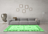 Machine Washable Oriental Emerald Green Modern Rug, wshabs3938emgrn