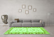 Machine Washable Oriental Green Modern Area Rugs in a Living Room,, wshabs3938grn