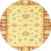 Round Abstract Neon Yellow Oriental Rug, abs3938