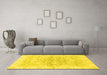 Machine Washable Oriental Yellow Modern Rug in a Living Room, wshabs3939yw