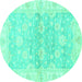 Round Oriental Turquoise Modern Rug, abs3939turq