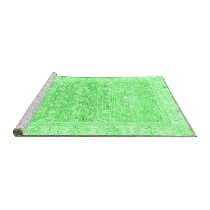 Sideview of Machine Washable Oriental Emerald Green Modern Area Rugs, wshabs3939emgrn