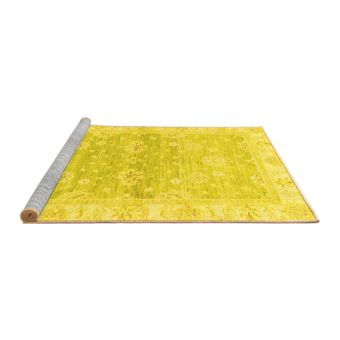 Sideview of Machine Washable Oriental Yellow Modern Rug, wshabs3939yw