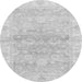 Round Machine Washable Oriental Gray Modern Rug, wshabs3939gry