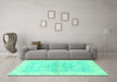 Machine Washable Oriental Turquoise Modern Area Rugs in a Living Room,, wshabs3939turq