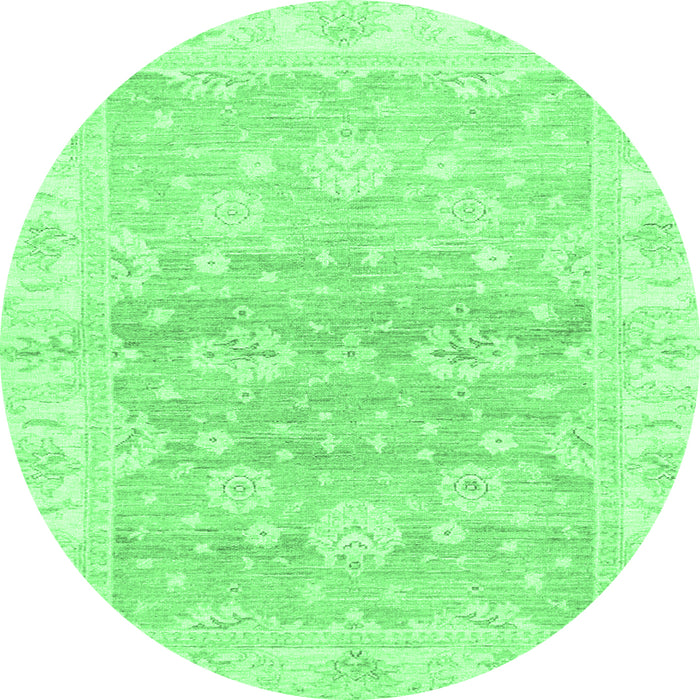 Round Machine Washable Oriental Emerald Green Modern Area Rugs, wshabs3939emgrn