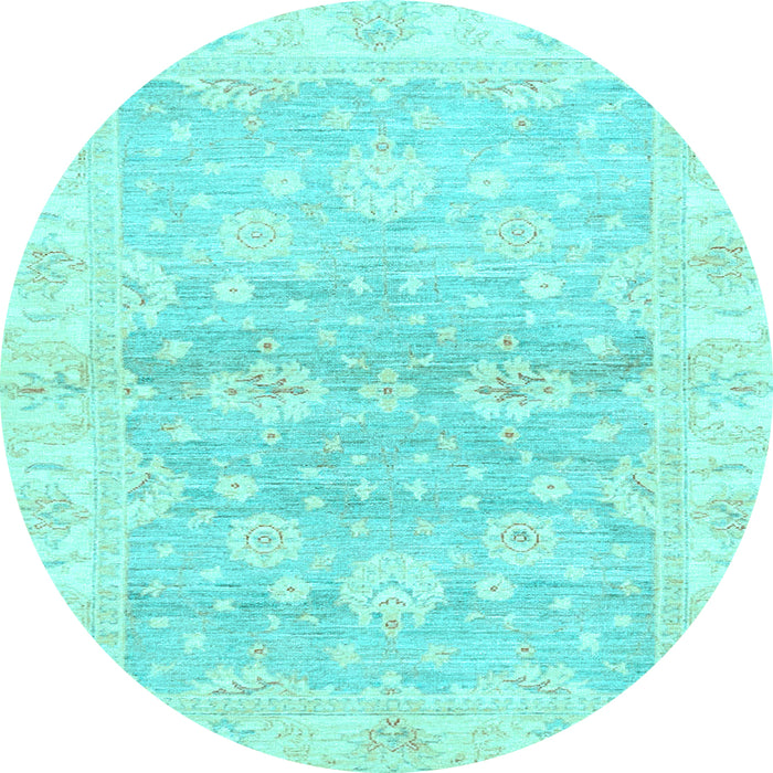 Round Oriental Light Blue Modern Rug, abs3939lblu