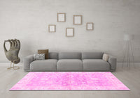 Machine Washable Oriental Pink Modern Rug, wshabs3939pnk