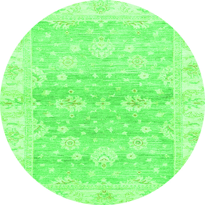 Round Machine Washable Oriental Green Modern Area Rugs, wshabs3939grn