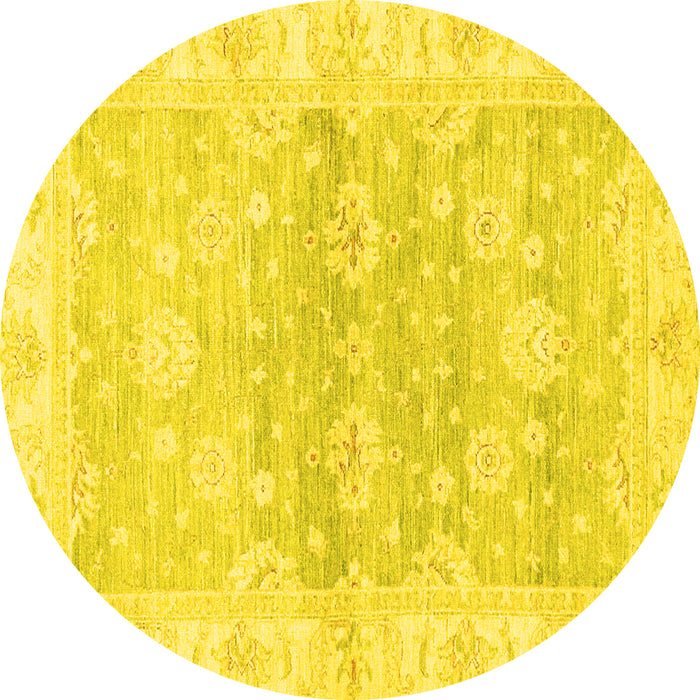 Round Oriental Yellow Modern Rug, abs3939yw