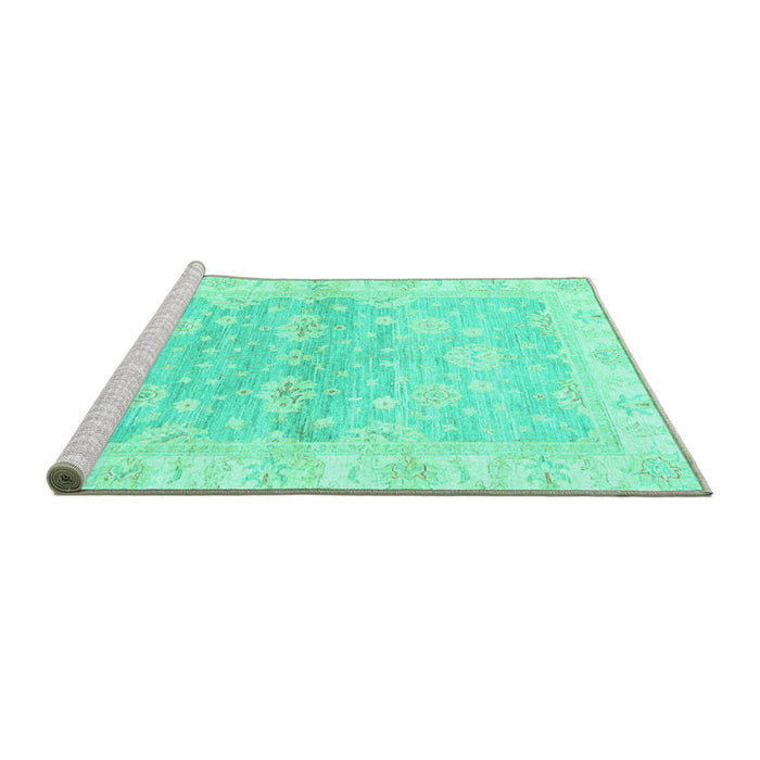 Sideview of Machine Washable Oriental Turquoise Modern Area Rugs, wshabs3939turq