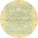 Round Machine Washable Abstract Gold Rug, wshabs3939