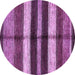 Round Machine Washable Abstract Purple Modern Area Rugs, wshabs393pur