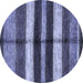 Round Machine Washable Abstract Blue Modern Rug, wshabs393blu