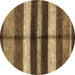 Round Machine Washable Abstract Brown Modern Rug, wshabs393brn