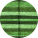 Round Machine Washable Abstract Green Modern Area Rugs, wshabs393grn