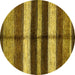 Round Machine Washable Abstract Yellow Modern Rug, wshabs393yw