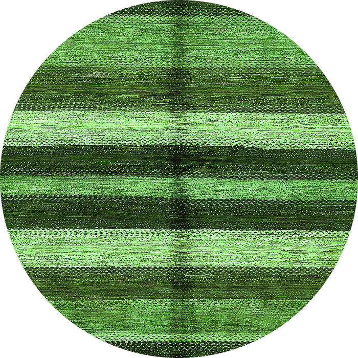 Round Abstract Green Modern Rug, abs393grn