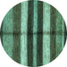 Round Abstract Turquoise Modern Rug, abs393turq