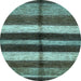 Round Machine Washable Abstract Light Blue Modern Rug, wshabs393lblu