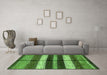 Machine Washable Abstract Green Modern Area Rugs in a Living Room,, wshabs393grn