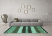 Machine Washable Abstract Turquoise Modern Area Rugs in a Living Room,, wshabs393turq