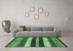 Machine Washable Abstract Emerald Green Modern Area Rugs in a Living Room,, wshabs393emgrn