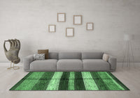 Machine Washable Abstract Emerald Green Modern Rug, wshabs393emgrn