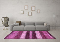 Machine Washable Abstract Pink Modern Rug, wshabs393pnk