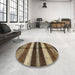 Round Machine Washable Abstract Night Red Rug in a Office, wshabs393