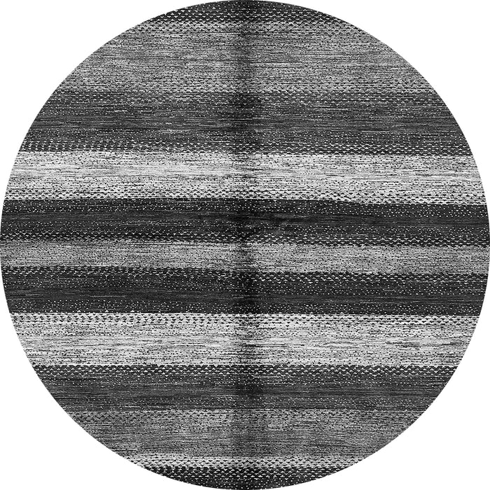 Round Machine Washable Abstract Gray Modern Rug, wshabs393gry
