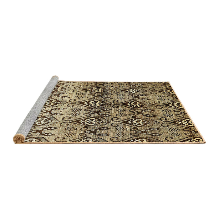 Sideview of Machine Washable Abstract Bakers Brown Rug, wshabs394