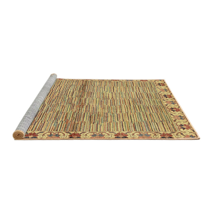 Sideview of Machine Washable Abstract Chrome Gold Yellow Rug, wshabs3940