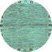 Round Abstract Light Blue Modern Rug, abs3940lblu