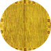 Round Machine Washable Abstract Yellow Modern Rug, wshabs3940yw