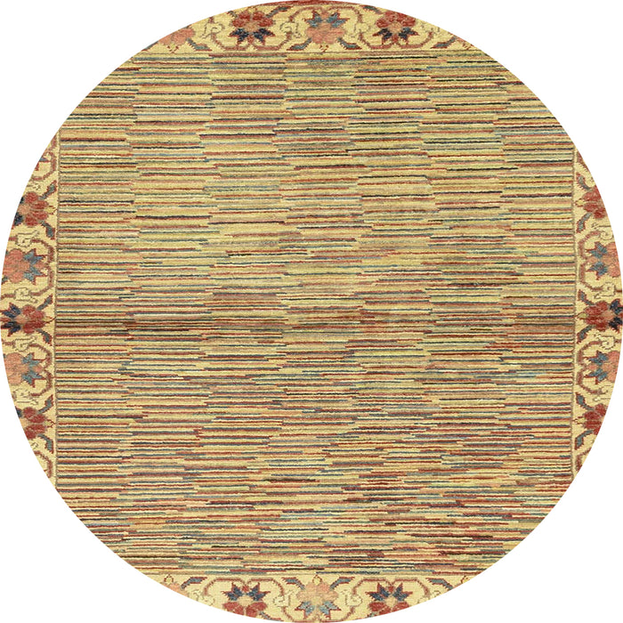 Round Abstract Chrome Gold Yellow Modern Rug, abs3940