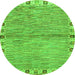 Round Abstract Green Modern Rug, abs3940grn