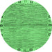 Round Abstract Emerald Green Modern Rug, abs3940emgrn