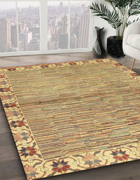 Abstract Chrome Gold Yellow Modern Rug, abs3940